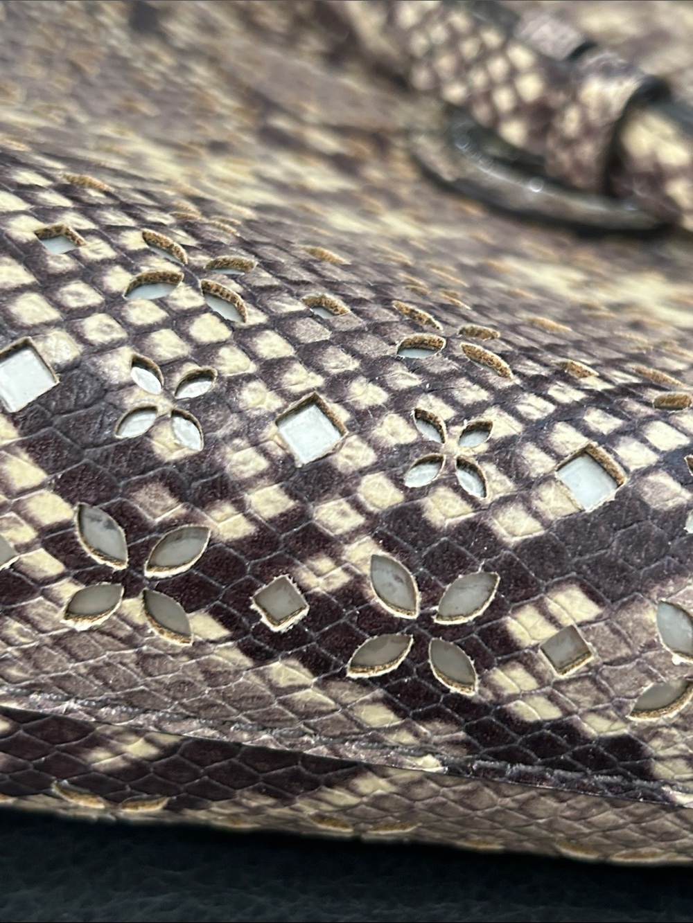 Michael Kors Snake-Print Tote in Brown and Tan 13”X11” - Picture 6 of 12